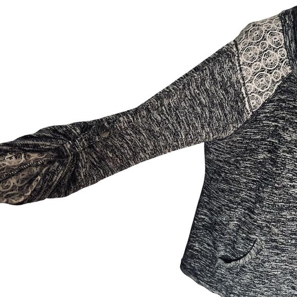 Chance or Fate Black Variegated Cowl Neck Sweater W/ Lace Detail XL Cottage Boho - Picture 4 of 9